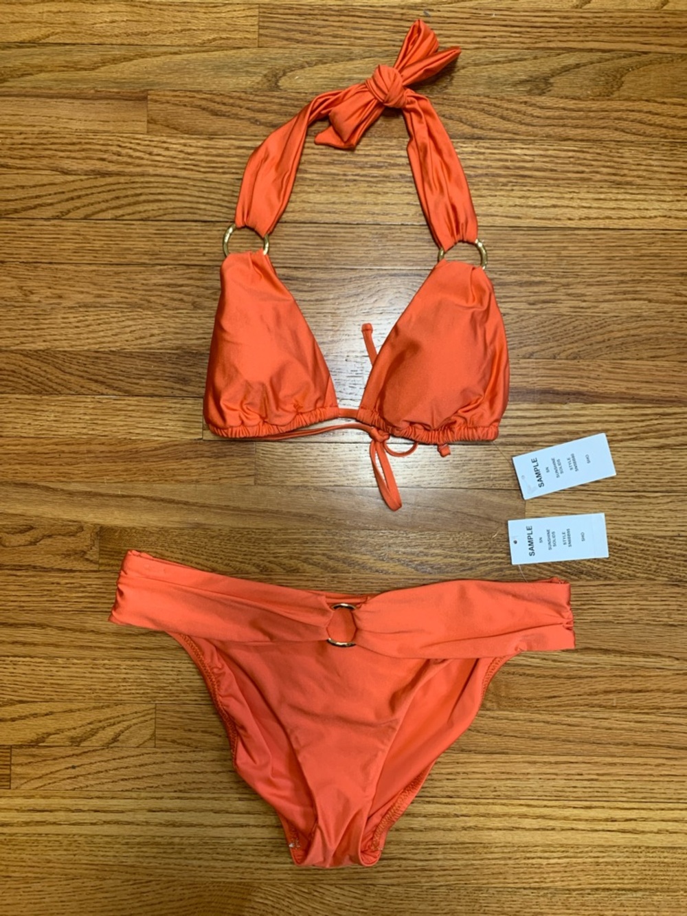 Sunshine 79 - orange bikini set, triangle top + bottom bathing suit size 6